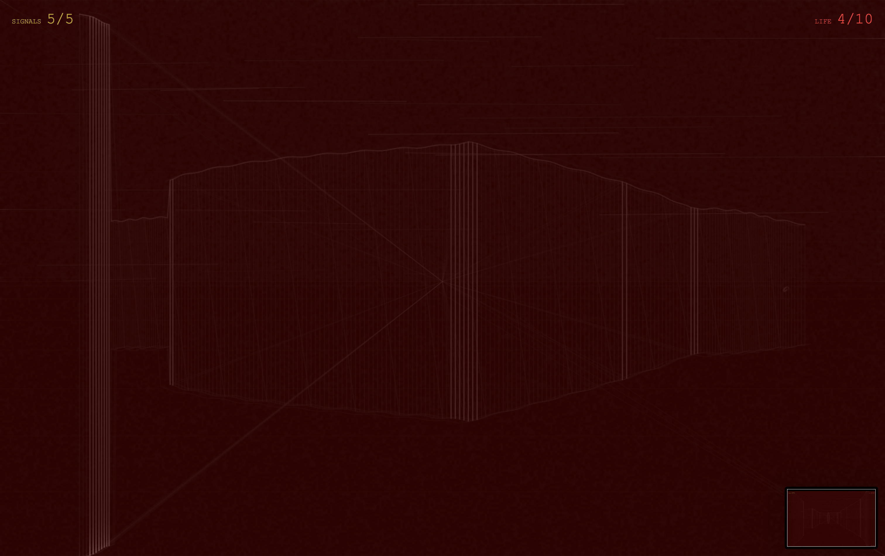 No Input Maze red danger state with completed signal counter and minimap.